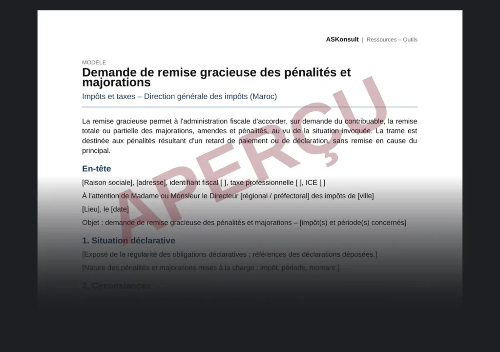 Demander la remise gracieuse des pénalités et majorations fiscales – aperçu partiel filigrané