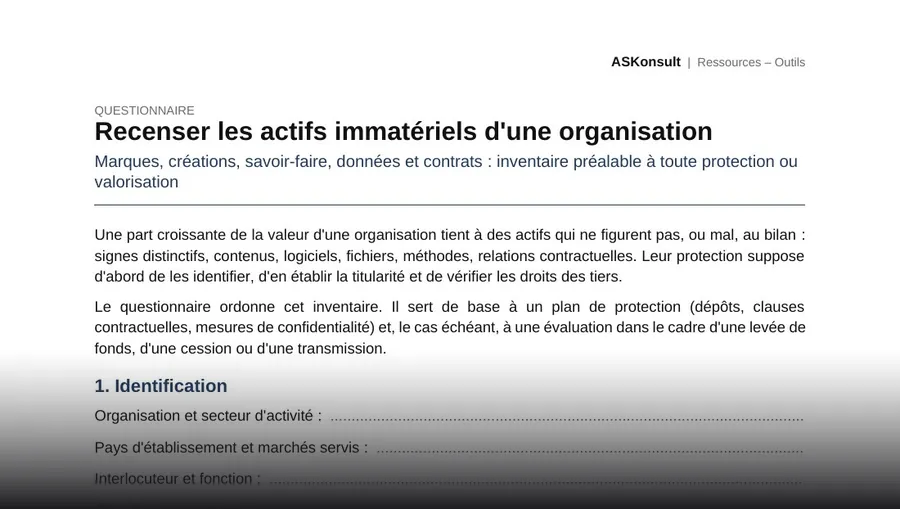 Recenser les actifs immatériels d'une organisation – aperçu partiel de la première page