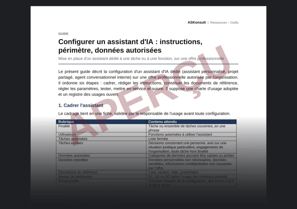 Configuring an AI assistant: instructions, scope, authorised data – partial watermarked preview