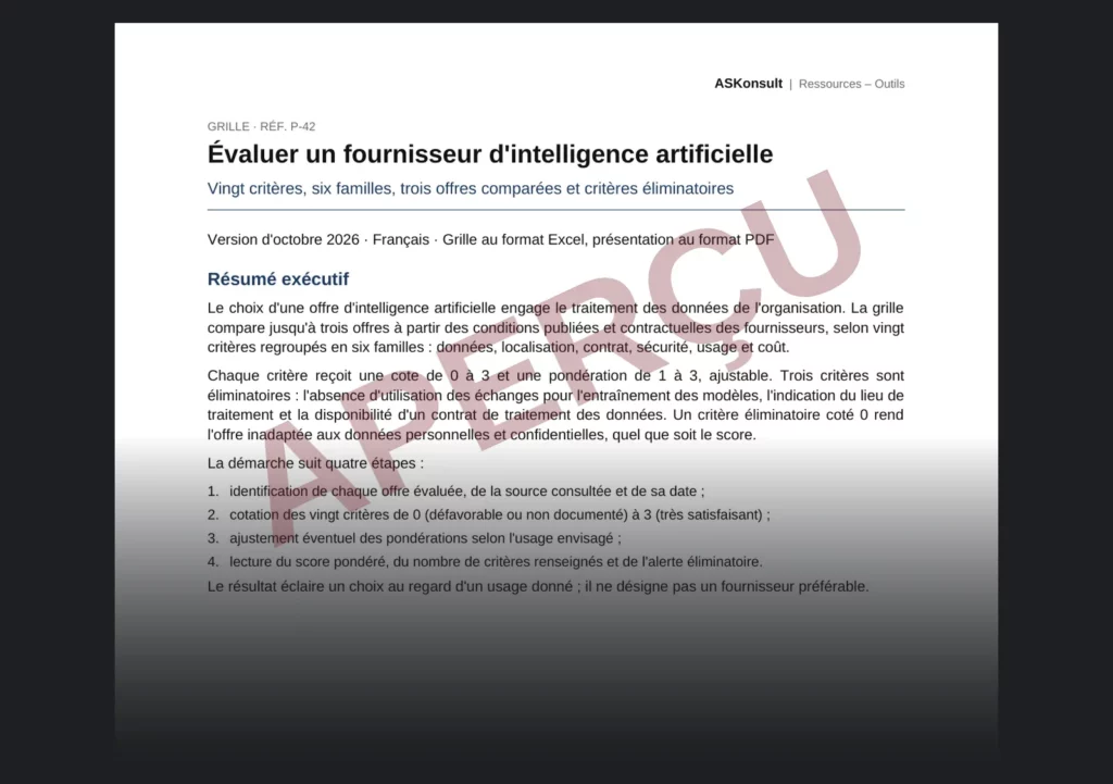 Assessing an AI provider and comparing up to three offerings – partial watermarked preview