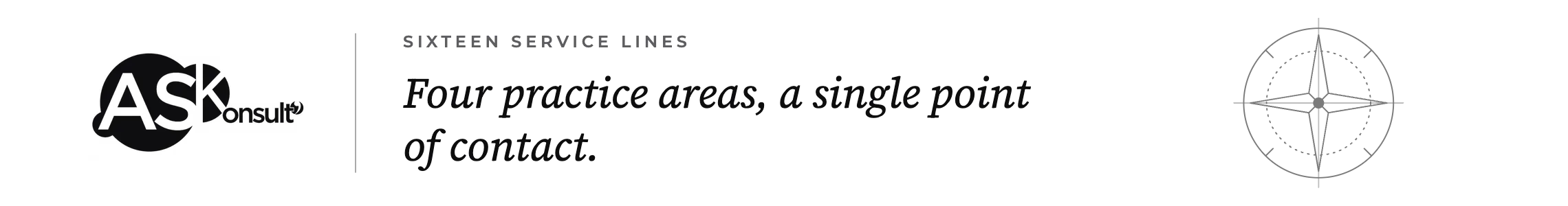 Strategy consulting — four practice areas, a single point of contact